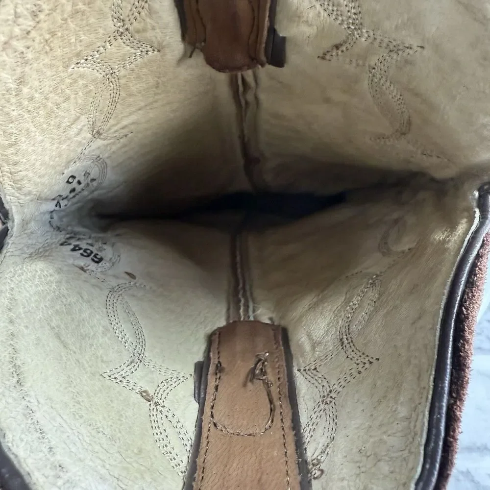 Abilene Vintage Men’s Size 9 D Brown Leather Distressed Cowboy Western Boots